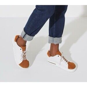 NEW Birkenstock Bend Low Leather/Nubuck Sneakers, Mink/Eggshell Men’s 11 (44)